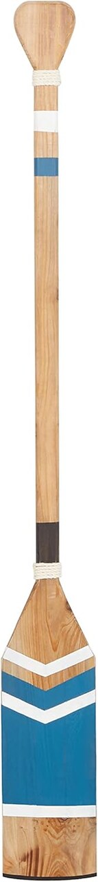 Wood Paddle Home Wall Decor Novelty Canoe Oar Wall Sculpture with Arrow Design and Rope Detail, Wall Art 7" x 2" x 58", Blue